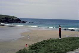 Philip Humphreys admiring the beach outside Treyarnon Bay YH