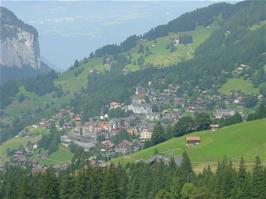View back to Wengen from the train before we circle behind the mountain