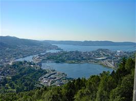 View to Bergen taken on the ascent of the Ulriksbanen Aerial Tramway