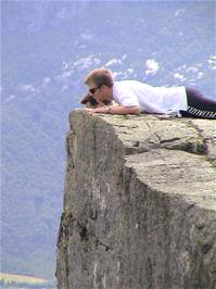 Gavin foolishly decides to join Tao for a look over the edge of Preikestolen