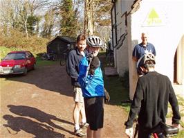 Tao, Oliver and Keir with the warden at Quantock Hills YH