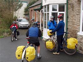 Michael photographs Oliver filming outside Lynton Youth Hostel as we prepare to leave