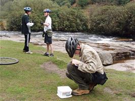 Keir, Joe and Gage on the private road from Shipley Bridge to the Avon Dam