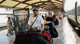 Making good use of the trolleys at Paris Gare du Nord station as the thunderstorm rattles overhead