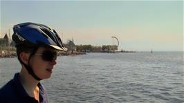 Great views of Lake Geneva from the end of Quai du Vent-Blanc, 2.1 miles from the hostel