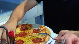 A "very fine pizza" at the Pizza Shop in Brugg Leisure Centre