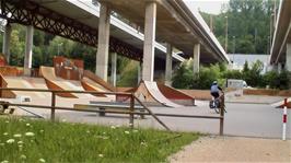 A BMX track utilises space under a flyover at Dättwil near Baden