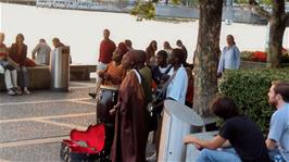 A singing group by Lake Zurich, seen on our evening ride