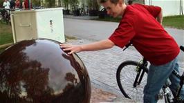Joe rotates the Ball Fountain by the lake at Zurich