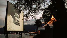An outdoor cinema on the shore of Lake Zurich at Zurichhorn