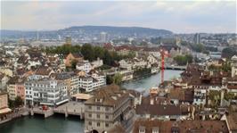 View back to the City Centre from one of the Zurich Cathedral towers