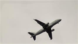 A constant stream of planes passes overhead at Hollbrunn, with only 2 minutes separation, as they head for a landing at Zurich airport