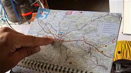 Checking our route for the day at Gyrenbad Guest House as the rain continues to fall