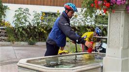 Filling water bottles at Riet, near Zihischlacht, 28.7 miles into the ride