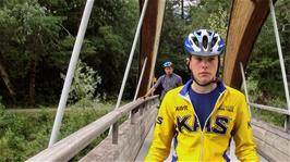 On the footbridge over the River Landquart, 17.8 miles into the ride