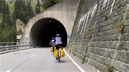 Entering the second tunnel of the tour, leading to Viamala Gorge Visitor Centre