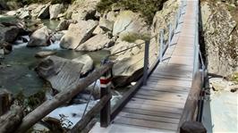 A footbridge over the Rhine near Sufers, 6.9 miles into the ride