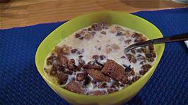 Tasty breakfast cereal at the Airolo Independent Hostel