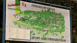 The welcome sign at the entrance to the Fiesch Sports Holiday Resort