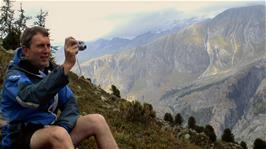 Michael takes some photos of the glacier with his Olympus camera - but we still haven't found those photos yet!