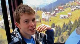 Finally the Gondola Operator finished his lunch and we now have to contend with Joe's annoying accent-of-the-moment on the descent to Riederalp