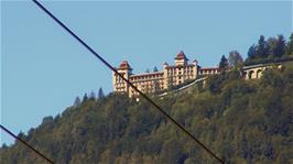 The Caux Palace Hotel above Montreux, seen from just beyond Villeneuve, 44.9 miles into the ride