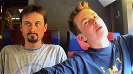 Tao and Joe on the train back from Lausanne to Paris