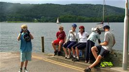 Olly photographs Michael taking a video of the group at Bowness Quay, 11.2 miles from Oxenholme