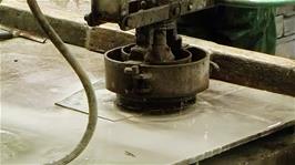 A slate grinder at the Honister Slate Mine