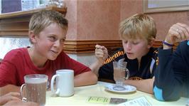 Very welcome hot drinks at the Lakeland Habit Cafe, Gosforth