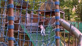 Sam and Olly check out the adventure playground at the Lakeland Visitor Centre, Windermere
