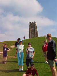 The group on Glastonbury Tor
