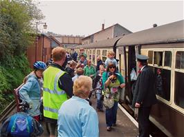 Boarding the steam train at Watchet station