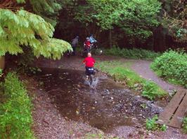Alex rides the ford at the head of the Belford Mill track