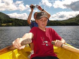 Sam rows us hard on Grasmere Lake