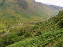 View up to the remote end of the Derwent valley, from Sourmilk Gill, Seathwaite