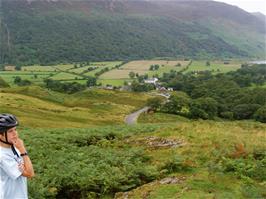 View back to Buttermere Village and Crummock Water from our detour viewpoint a little way above the hostel