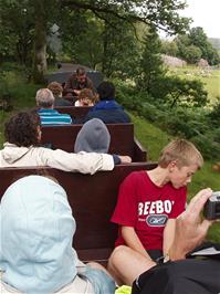 Enjoying the short return ride on the Eskdale miniature railway