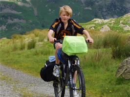 Olly Acland, now on the final section of bridleway to High Tilberthwaite