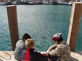 Ashley, Sam and Zac looking from East Looe to West Looe - new photo for 2024