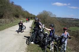 Taking a break on the Two Tunnels cycle path between Midway and Wellow