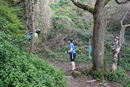 John does his Tarzan impression on the Coast Path to Portholland