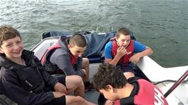 Enjoying the ride as John takes us back to Bowness Marina