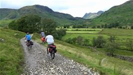 View to Langdale Pikes as we finally descend to the road in little Langdale