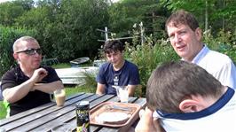Refreshments in the morning sunshine at Faeryland, on the banks of Grasmere Lake