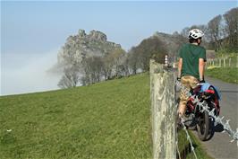 Valley of the Rocks rises out of the fog, as seen from Lee Abbey