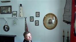 The painting in the common room at Boggle Hole Youth Hostel with spy holes in the eyes
