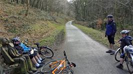 Bench sculptures on the return journey along the Tarka Trail just beyond Great Torrington, 28.1 miles into the ride