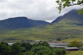 View to Cnoc nan Uan and the first part of our climb to the Pass of the Cattle, from Seafield, Ardnarroch